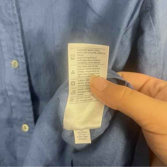 Vince Linen Easy Button-Front Shirt in cadet blue size XS - Picture 6 of 7